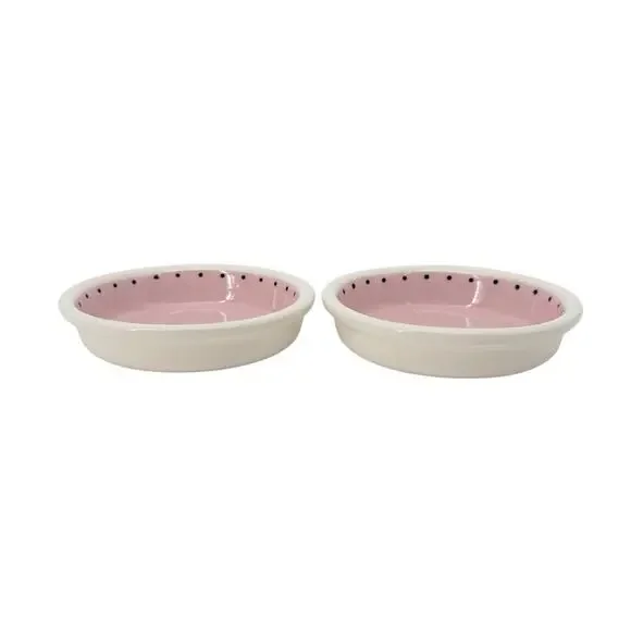 PET BOWLS Ceramic Small Pink Set of 2 - Picture 3 of 7